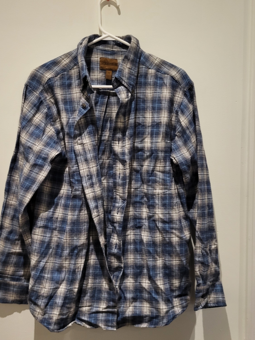 St. John's Bay Blue and White Plaid Button-Down Shirt